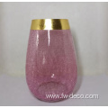 colored crackle glass gold rimmed hurricane candle holder